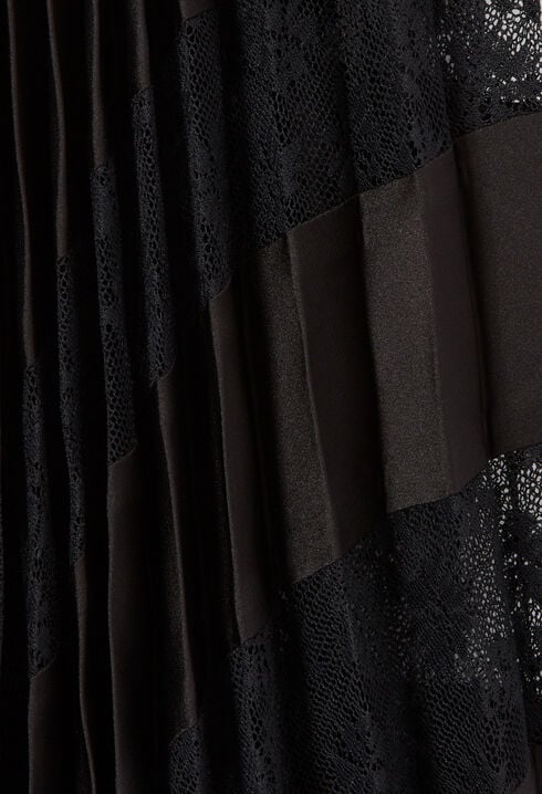 Jupe satin dentelle plissée