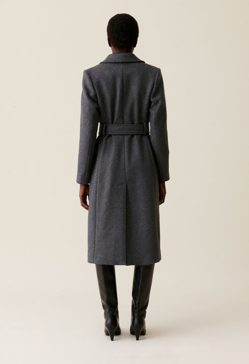 Long grey belted coat