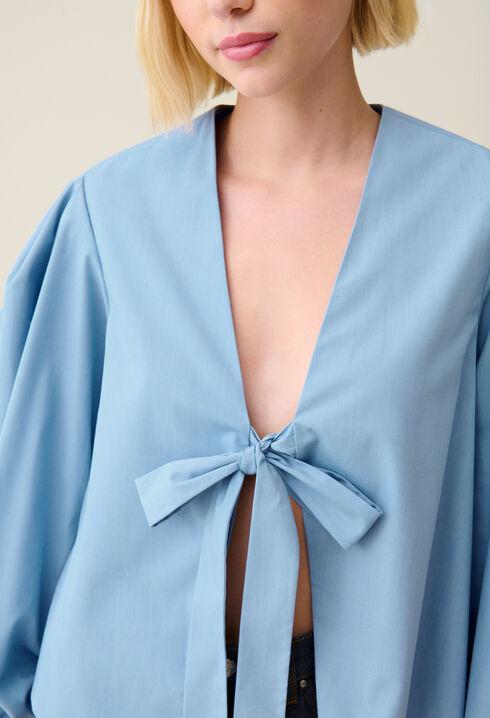 Blouse col V à nouer