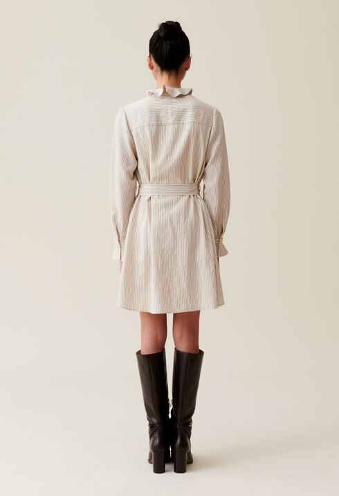 Gestreiftes Kleid mit Rüschenkragen
