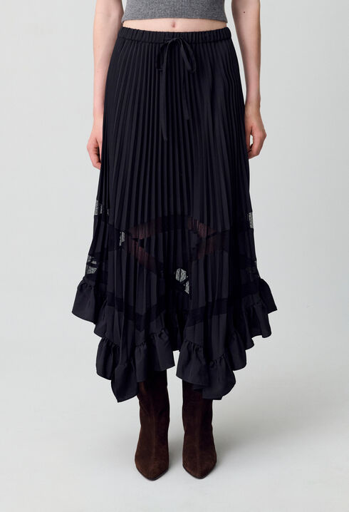 Asymmetrical pleated skirt