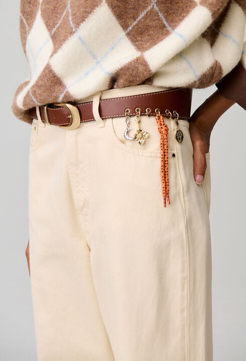 Ceinture cuir &oelig;illets charms