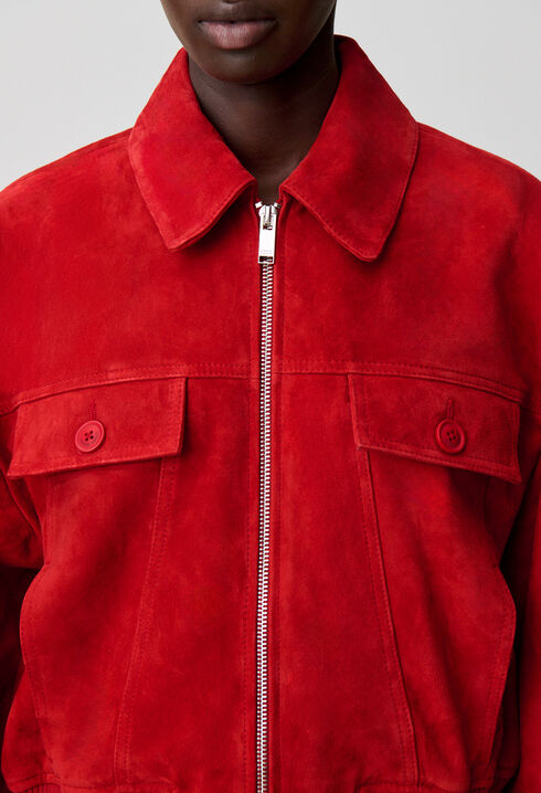 Blouson croute rouge