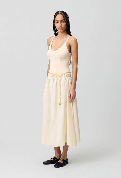 Midikleid mit gehäkeltem Brustteil