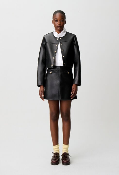 Short leather skirt