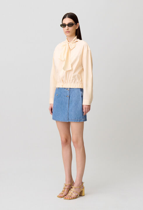 Pussy-bow poplin blouse