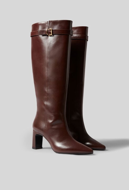 Bottes hautes cuir boucle