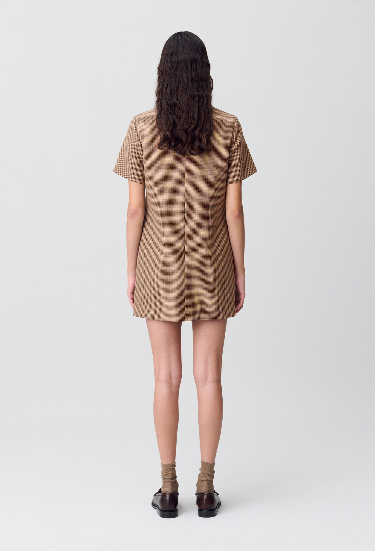 Shift dress with leather detailing