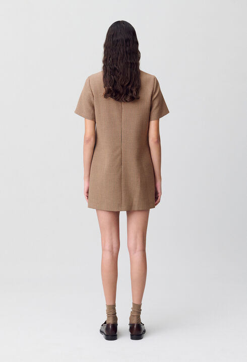 Shift dress with leather detailing