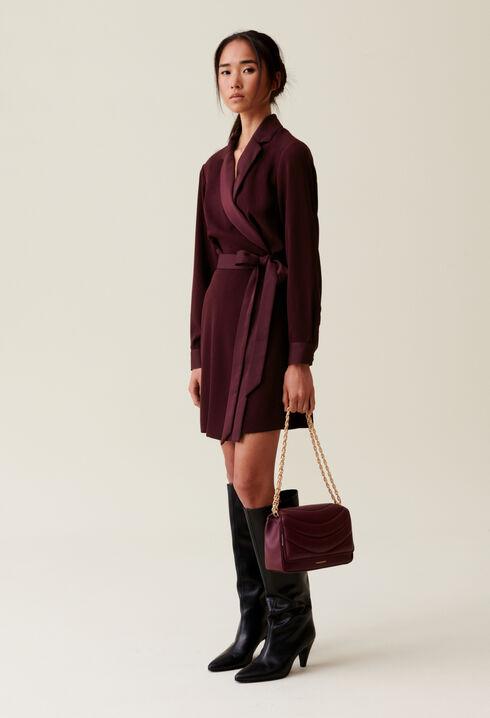 Wrap Dress with Lapel Collar