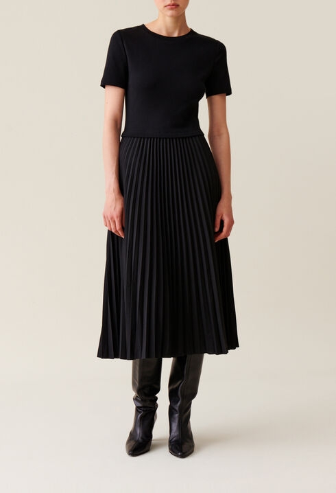 Twist Dual-Fabric Dress