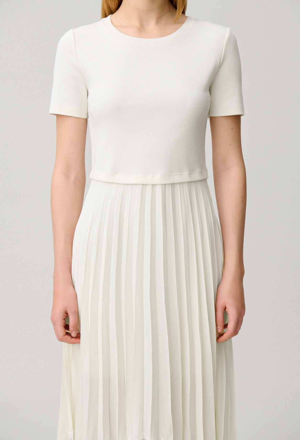 Robe midi Twist bi-mati&egrave;re ivoire