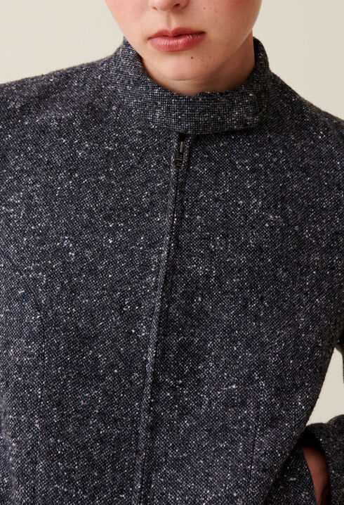 Kurze Jacke aus grauer Wollmischung