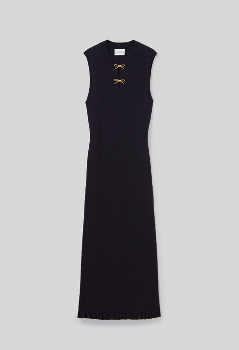 Langes Feinstrick-Kleid, Schleifen