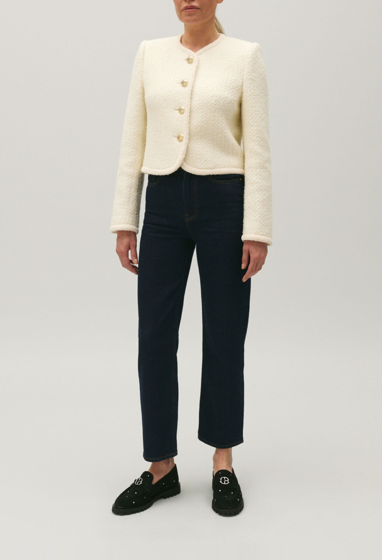 Short ivory tweed jacket 