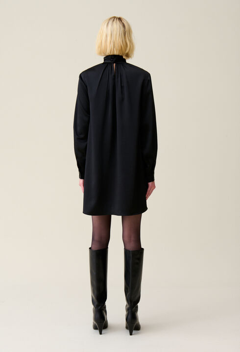 Robe fluide col lavallière noir
