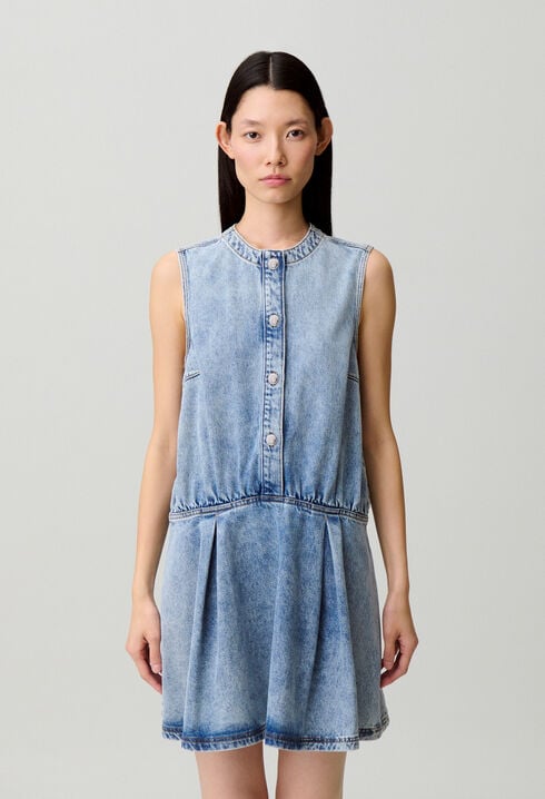 Robe denim délavé évasée