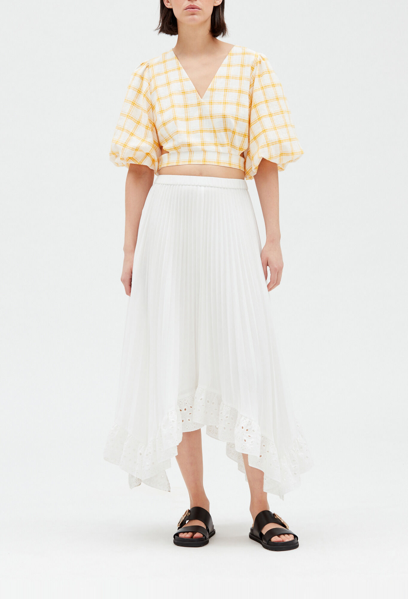 Jupe plissée ecru shop