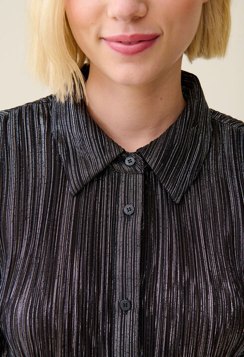 Blouse plissée fluide argentée