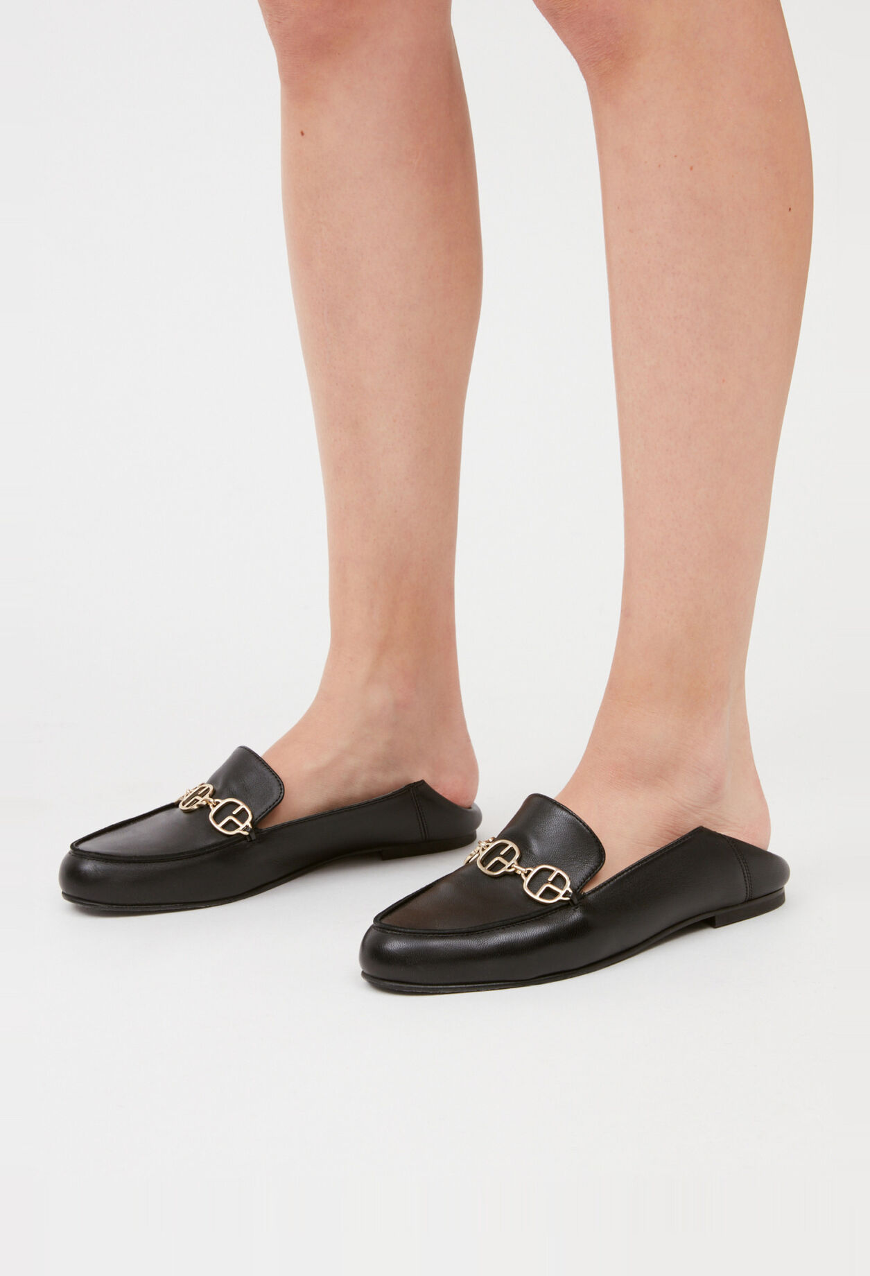 Black leather loafers