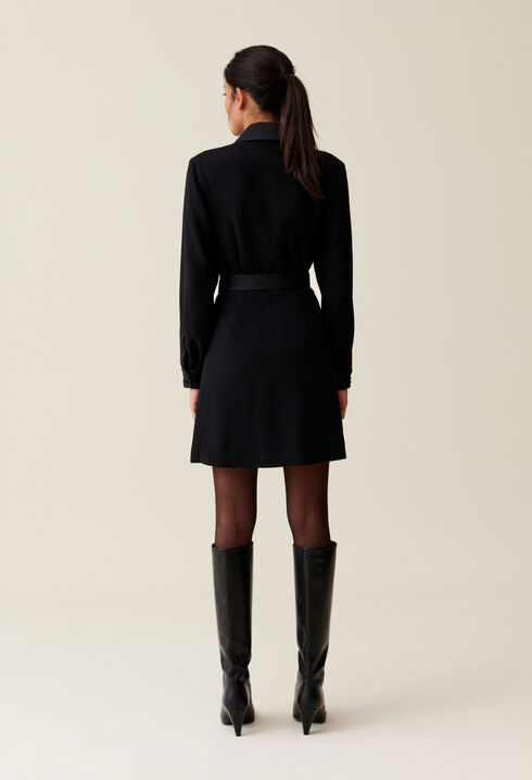 Wrap Dress with Lapel Collar