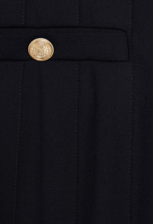 Navy blue loose-fit creased trousers 