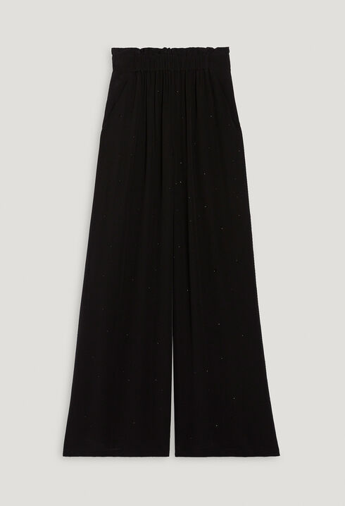 Black floaty trousers with rhinestones