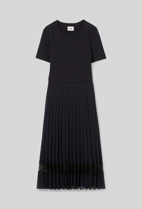 Zweifarbige Kleid in Schwarz und Marine 