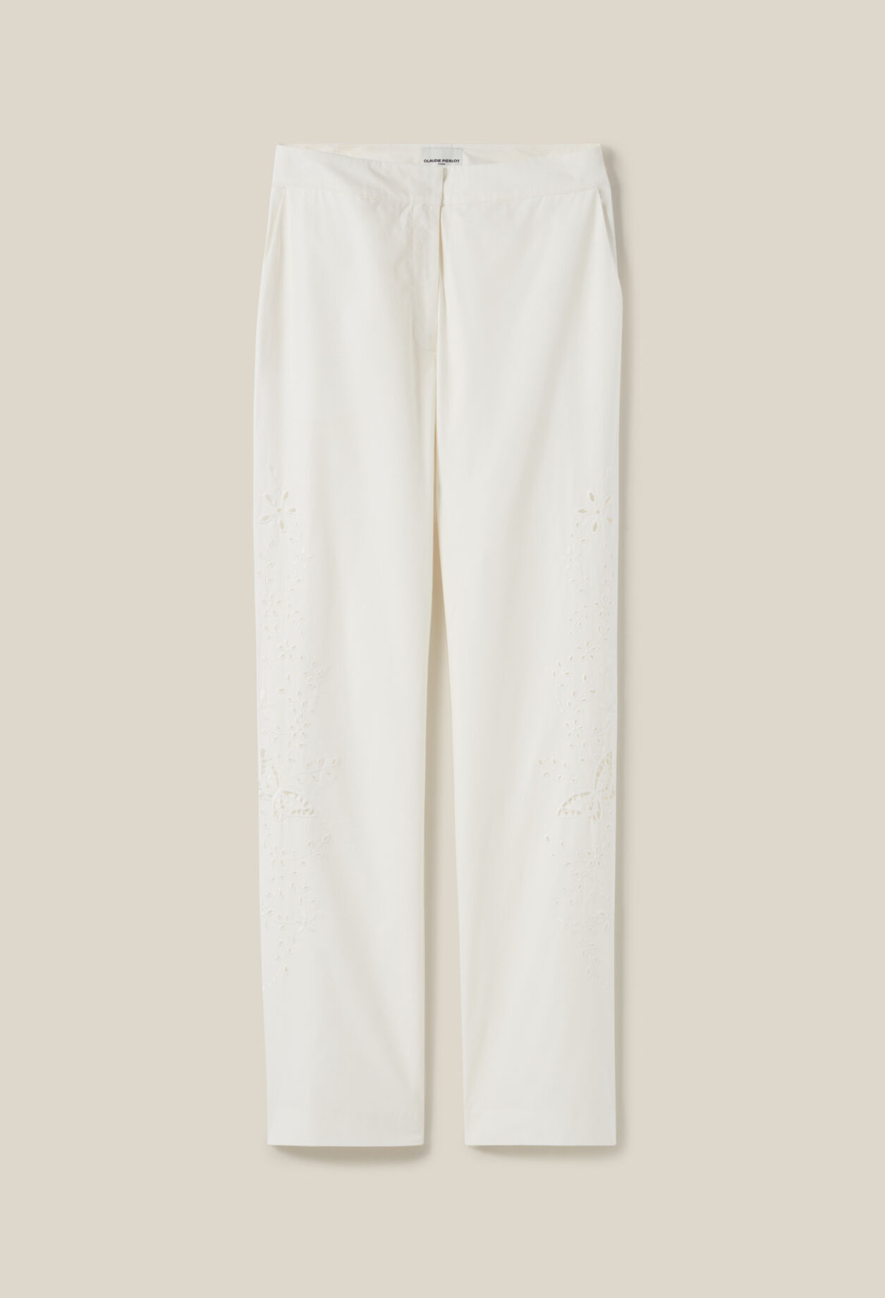 Pantalon droit brodé