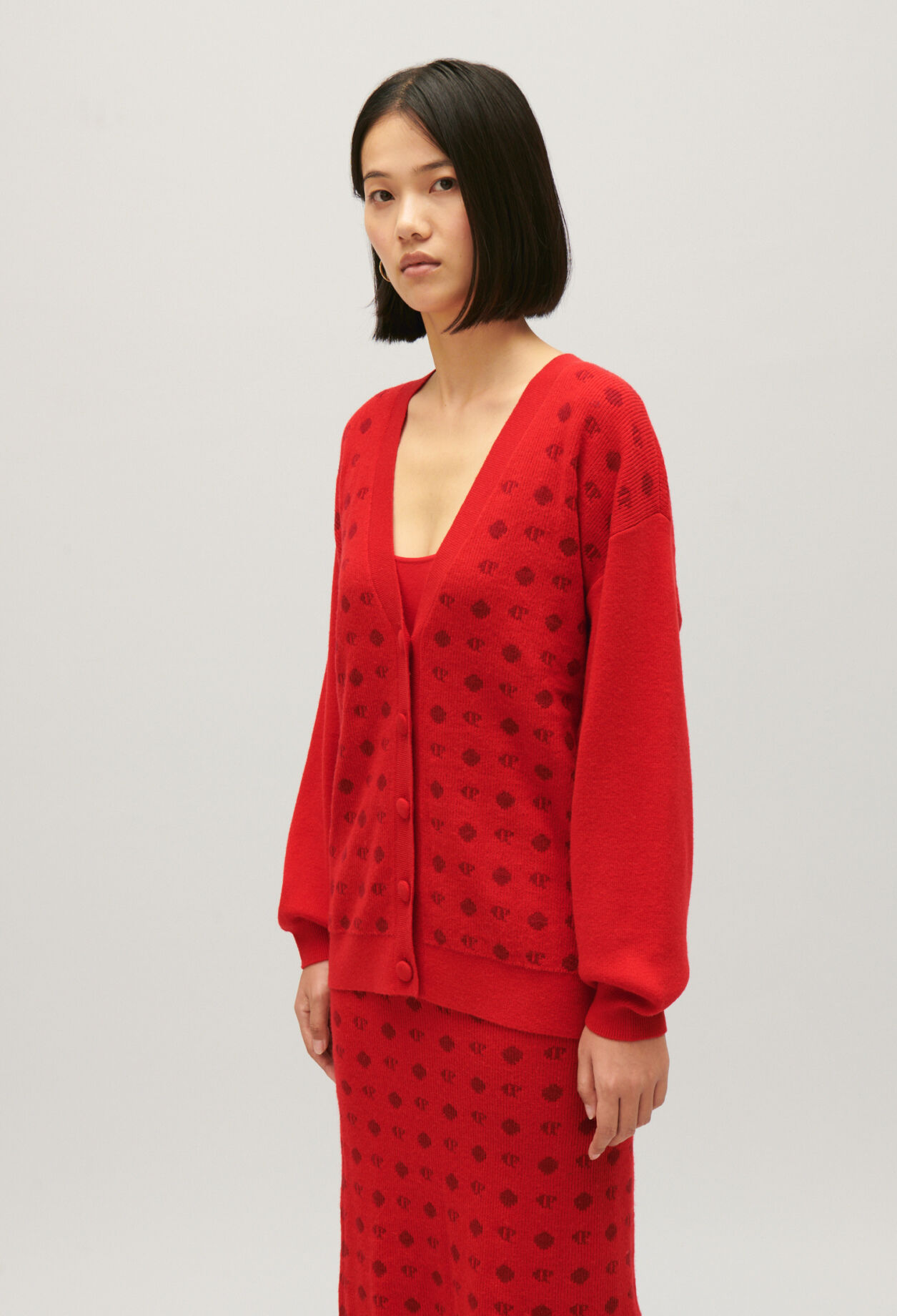 Jacquard-Cardigan in Rot