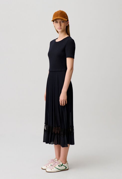 Zweifarbige Kleid in Schwarz und Marine