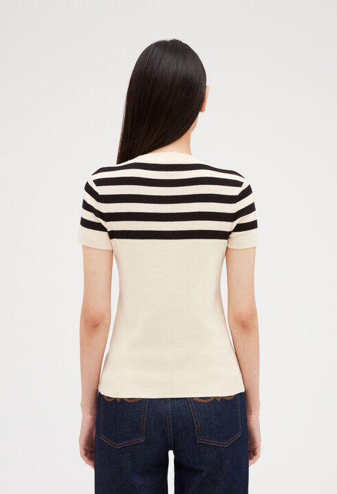 Pull bicolore manches courtes