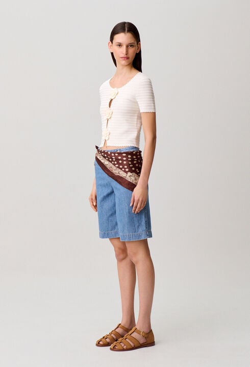 Striped short-sleeved jumper