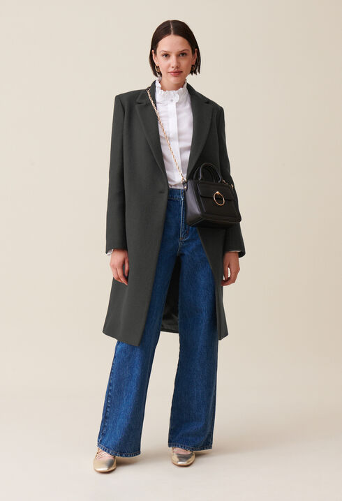 Tailored grey mid-length coat