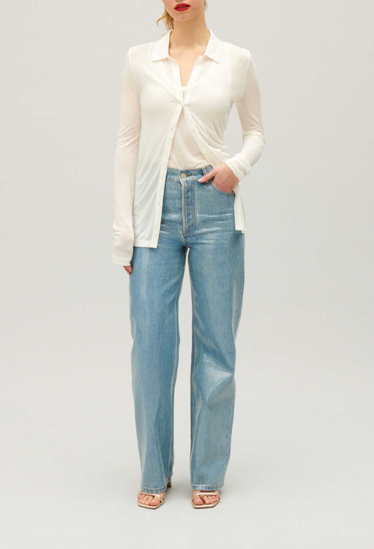Straight blue glitter Claude jeans
