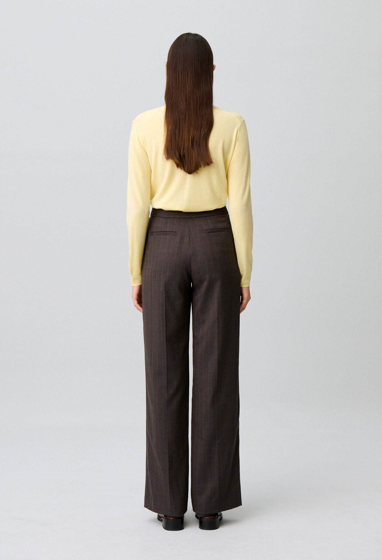 Gerade gestreifte Wollmix-Hose
