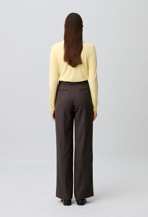Straight striped wool trousers