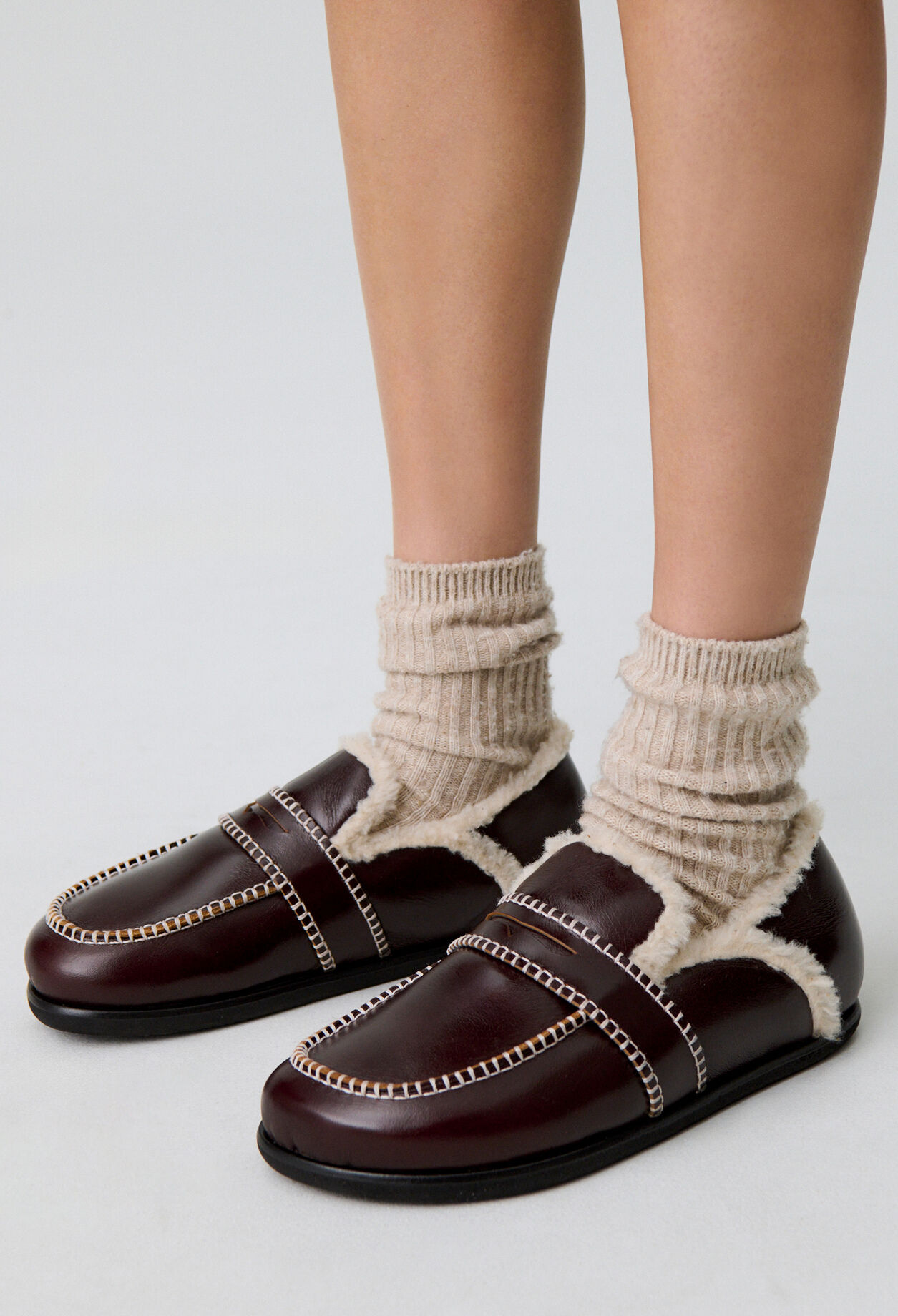 Mules cuir fourrées