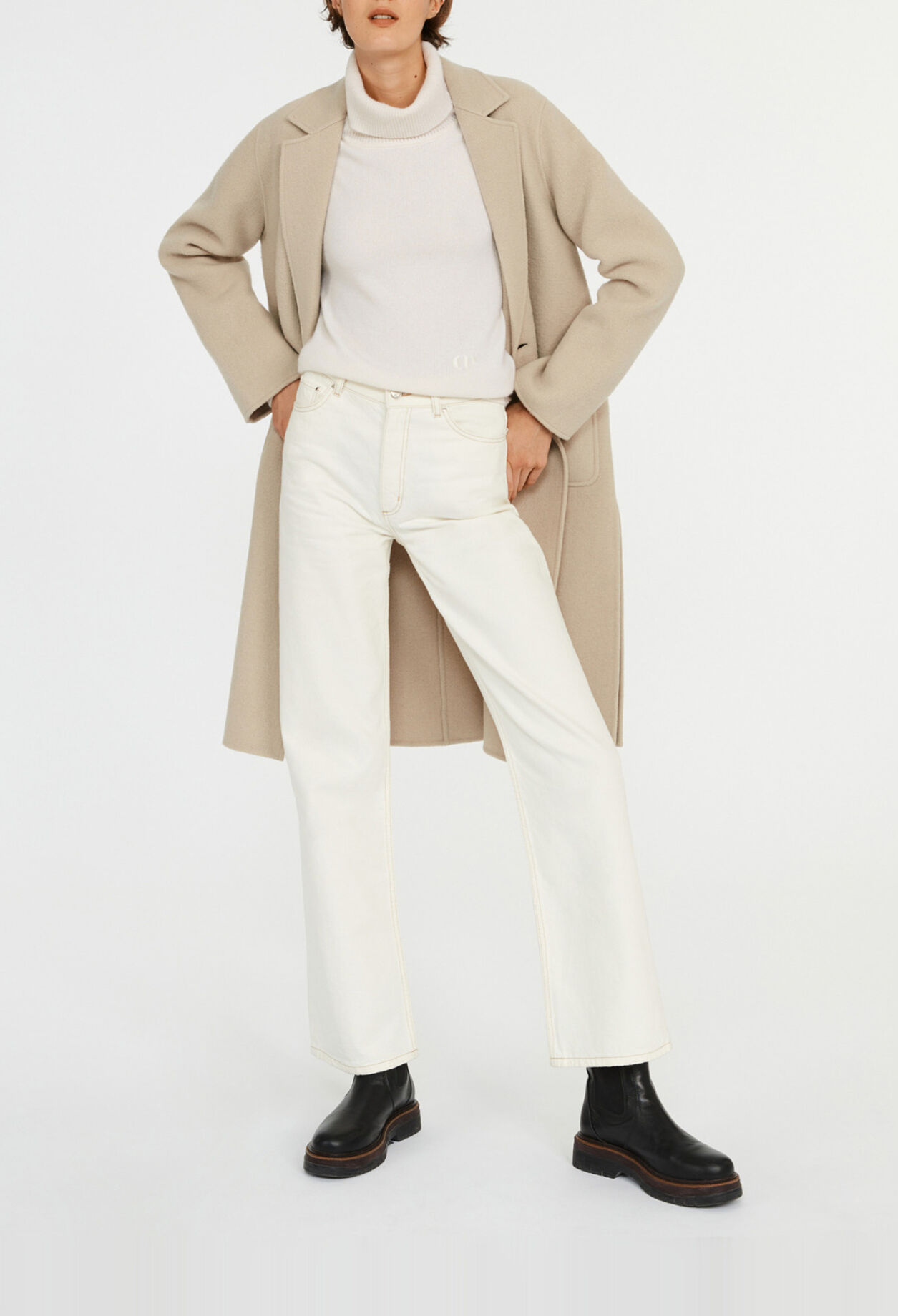 Manteau droit col croisé