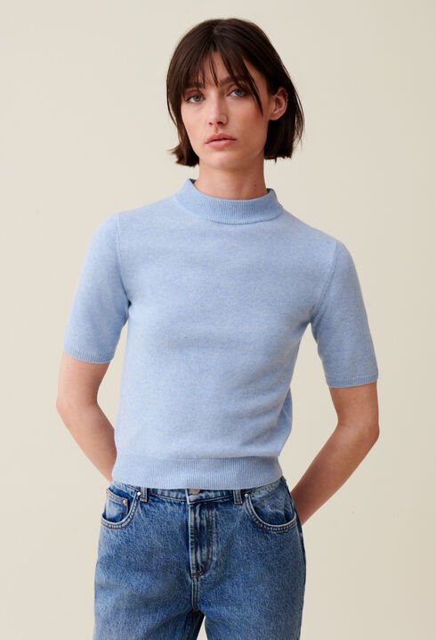 Wool jumper with high neck