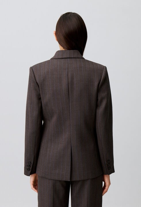 Striped double buckle suit jacket