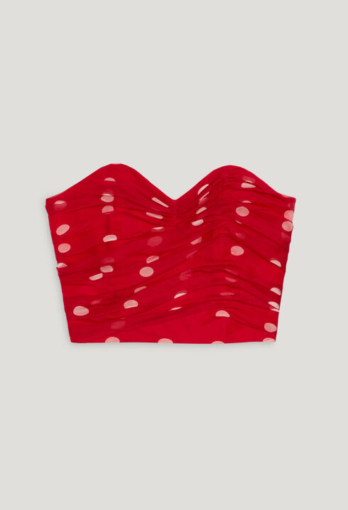 Red polka dot bustier top