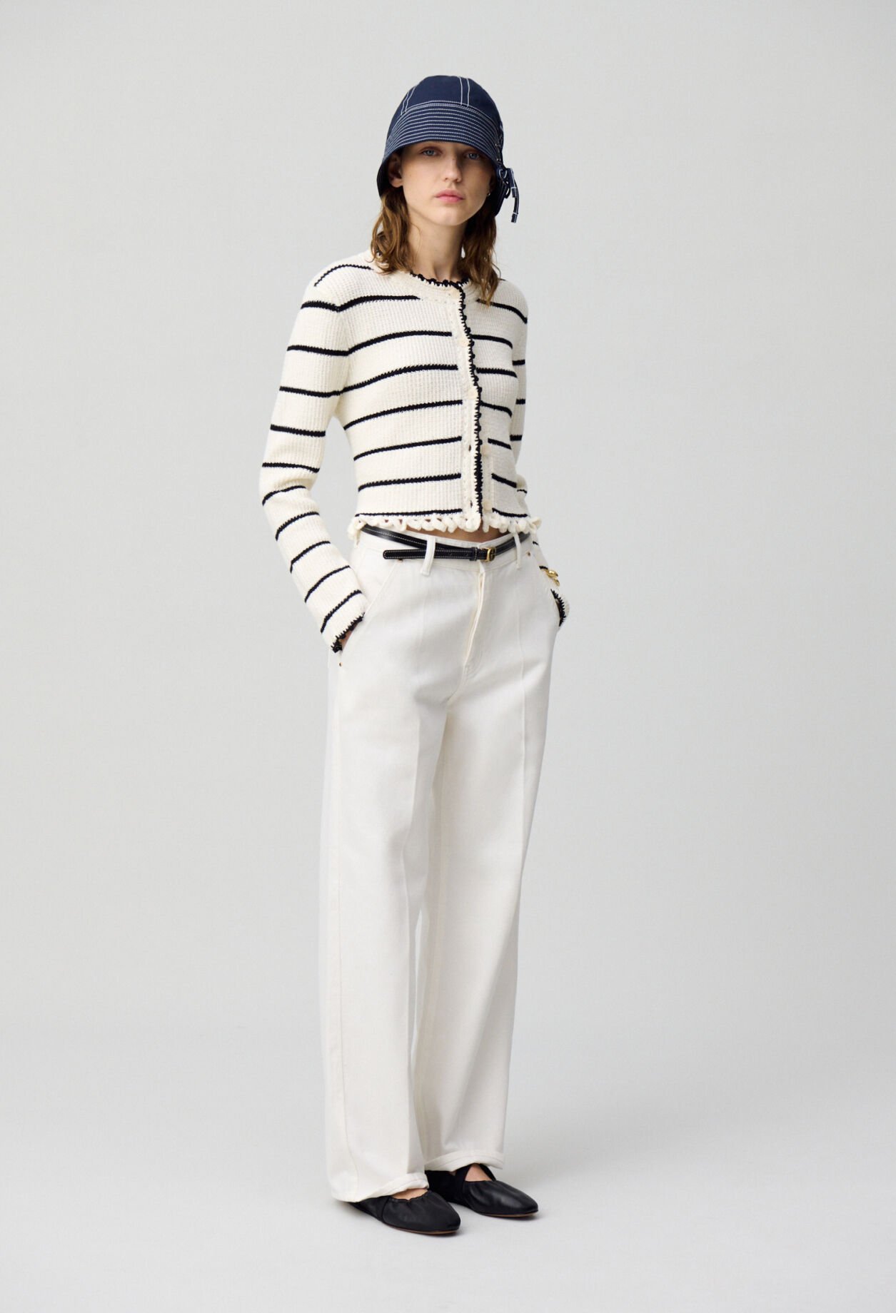 Fine knit striped cardigan