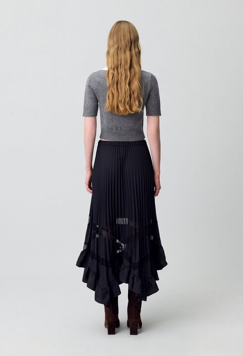 Asymmetrical pleated skirt
