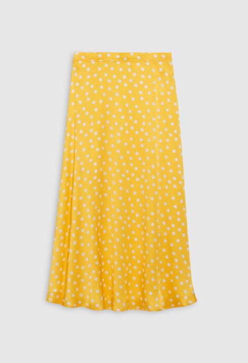 Yellow mid-length silk skirt