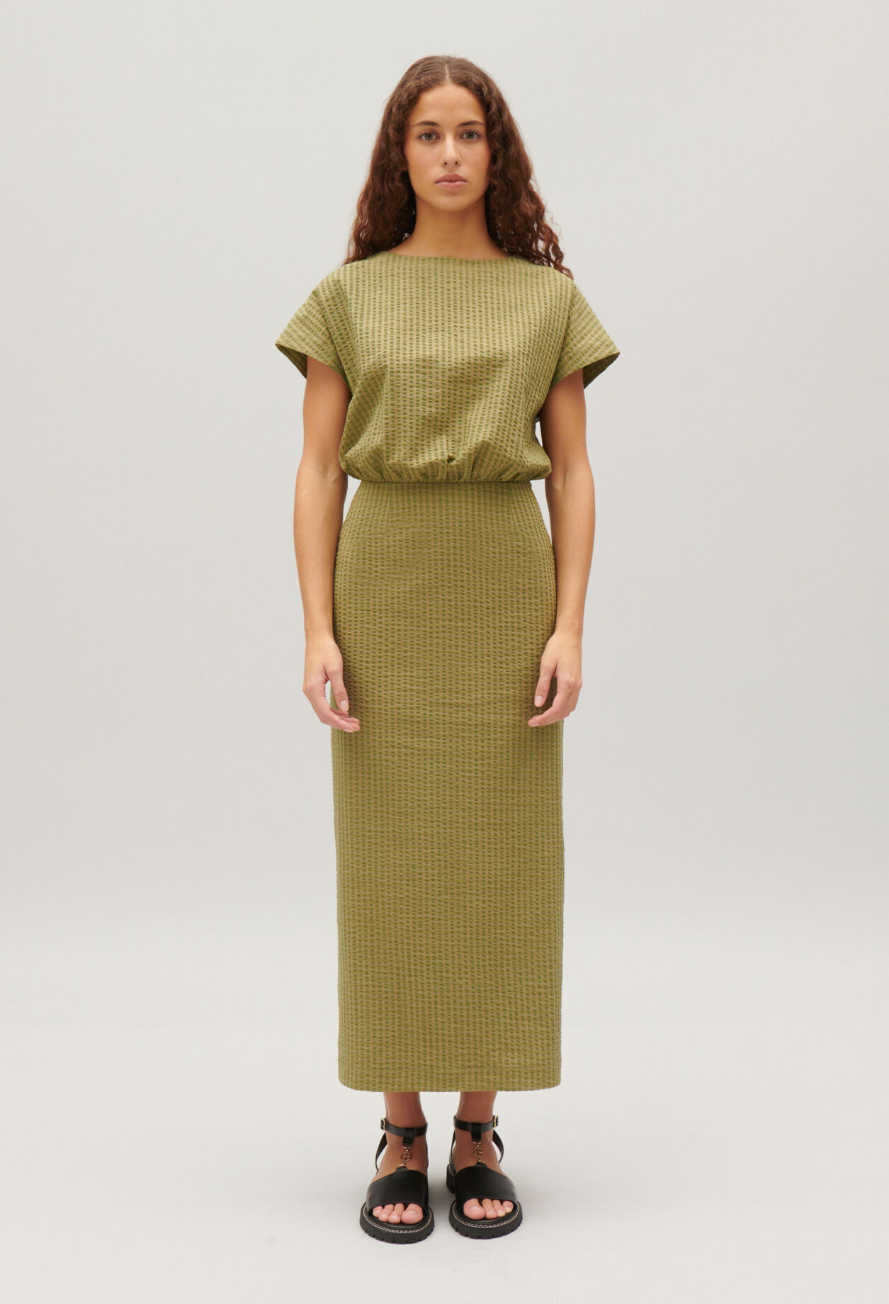 Robe midi rayures