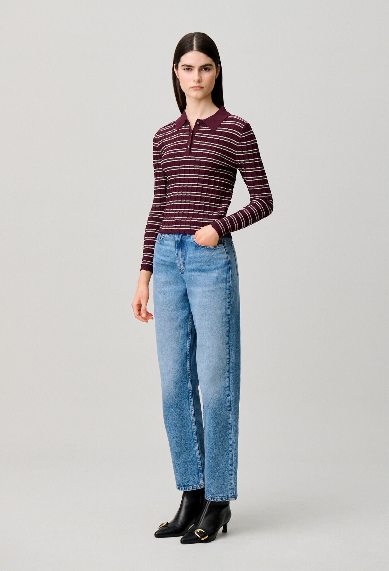 Straight washed denim jeans