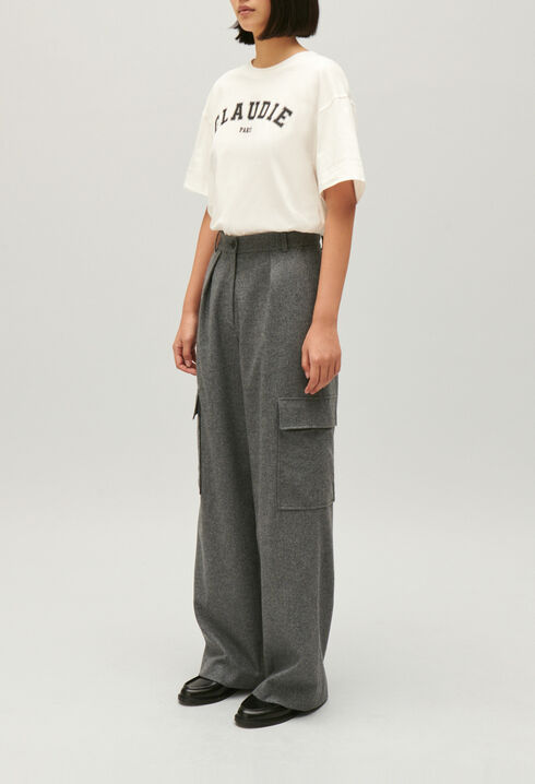 Pantalon cargo gris clair