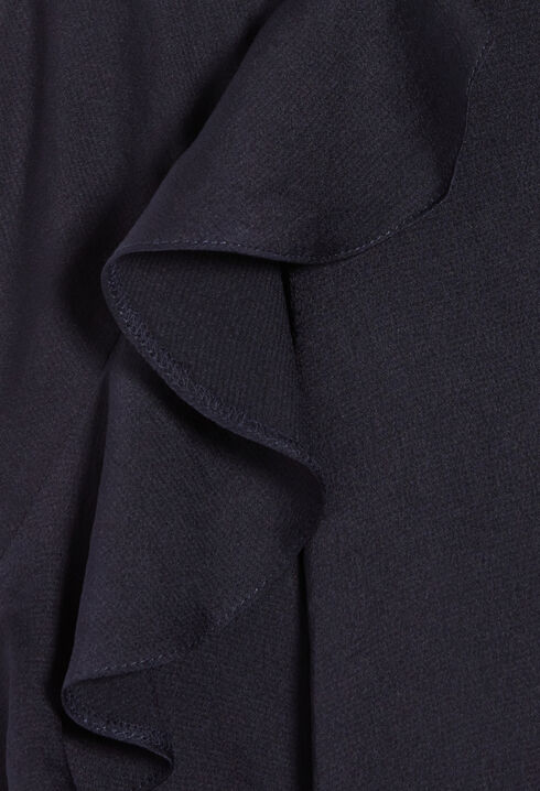 Navy blue ruffled blouse