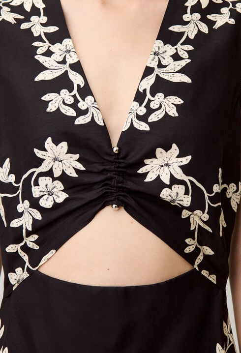 Robe longue noire broderies